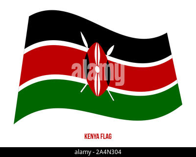 Kenya Flag Waving Vector Illustration on White Background. Kenya National Flag. Stock Photo