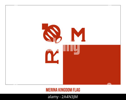 Merina Kingdom (1540-1897) Flag Waving Vector Illustration on White Background. Kingdom of Imerina or Kingdom of Madagascar. Stock Photo