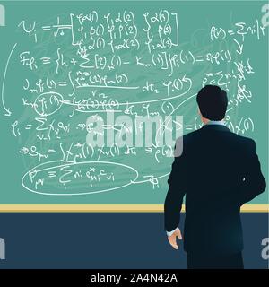 Math professor at the blackboard. Stock Vector