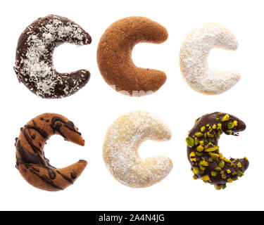 Six cookies Kipferl isolated on white background Stock Photo