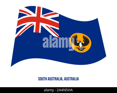 South Australia (SA) Flag Waving Vector Illustration on White Background. States Flag of Australia. Stock Photo