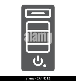 System unit glyph icon, hardware and device, case for the computer sign, vector graphics, a solid pattern on a white background. Stock Vector