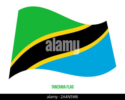 Tanzania Flag Waving Vector Illustration on White Background. Tanzania National Flag. Stock Photo