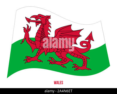 Wales Flag Waving Vector Illustration on White Background. Countries of the United Kingdom. Stock Photo