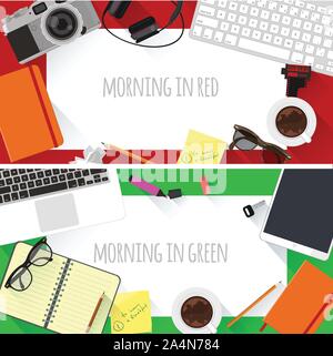 Flat design creative workplace Stock Vector