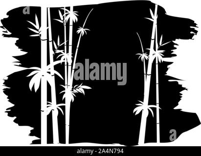 Abstract bamboo branches with leaves grunge illustration. Stock Vector