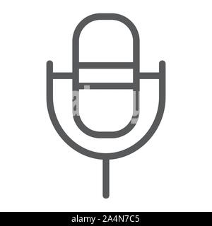 Computer microphone line icon, sound and device, audio mic sign, vector graphics, a linear pattern on a white background. Stock Vector