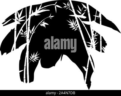 Abstract bamboo branches with leaves grunge illustration. Stock Vector