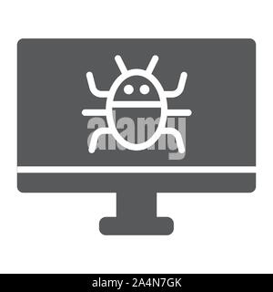 Computer virus glyph icon, technology and device, software bug sign, vector graphics, a solid pattern on a white background. Stock Vector