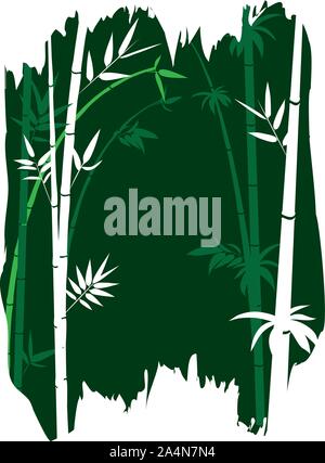 Abstract bamboo branches with leaves grunge illustration. Stock Vector