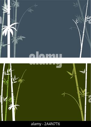 Abstract bamboo branches with leaves grunge illustration. Stock Vector