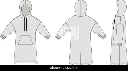 Fashion technical sketch of long smock in vector graphic Stock Vector