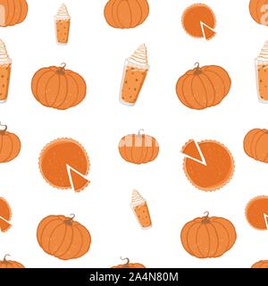 Seamless vector pattern of autumn halloween elements. Stock Vector
