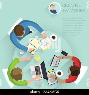 top view flat design vector office people Stock Vector
