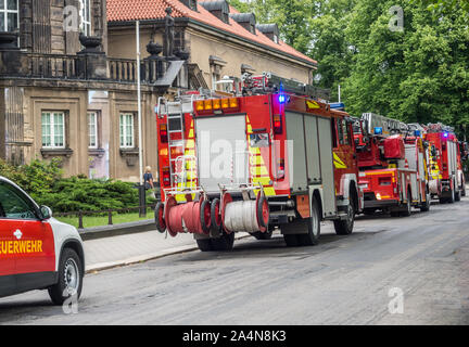 German fire brigade in action Stock Photo