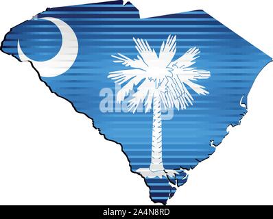 Grunge South Carolina map with flag inside - Illustration, Map of South ...