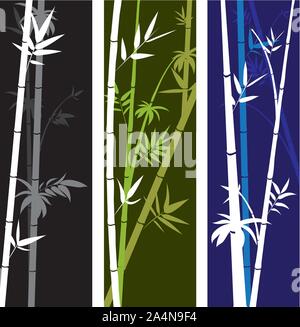 Abstract bamboo branches with leaves grunge illustration. Stock Vector