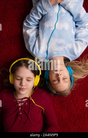 Girls listening music Stock Photo