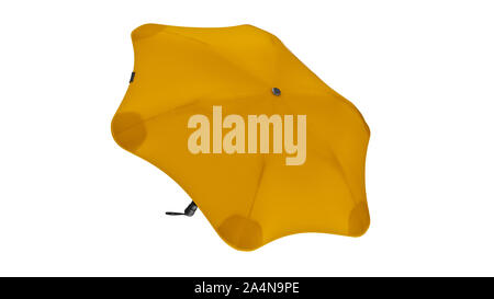 Umbrella parasol open modern yellow, back view. 3D rendering Stock Photo