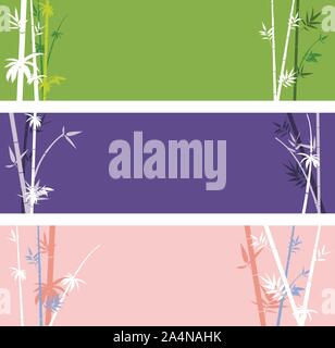 Abstract bamboo branches with leaves grunge illustration. Stock Vector