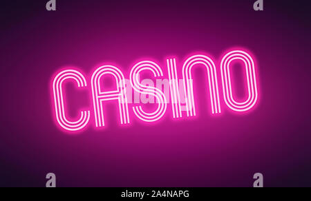 Neon purple glowing casino sign lit up at night, digitally generated Stock Photo