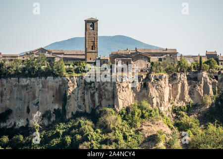Panoramic view of famous Civita di Bagnoregio with Tiber river valley, Lazio, Italy. Stock Photo