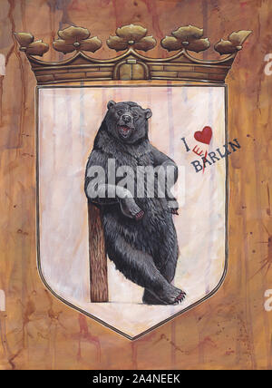 German Coat of arms Berlin. Heraldic illustration with bear. Stylized Coat of arms. Stock Photo