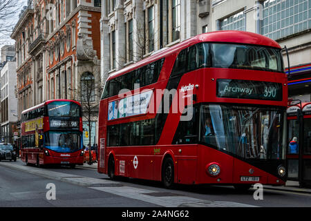 Red Buses at Oxford Street,London,UK. Stock Photo