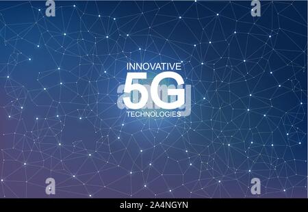 5G Innovative technologies abstract composition vector. Light sparkles and glitter Stock Vector