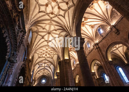 Vaulted ceiling and arches in the nave of the Church of ...