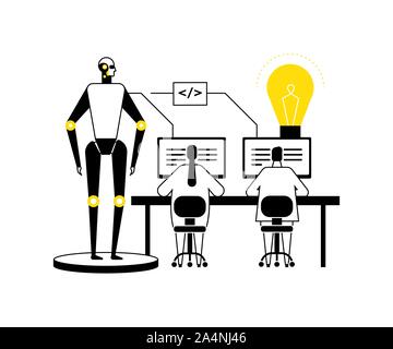 Artificial intelligence - flat design style vector illustration Stock Vector