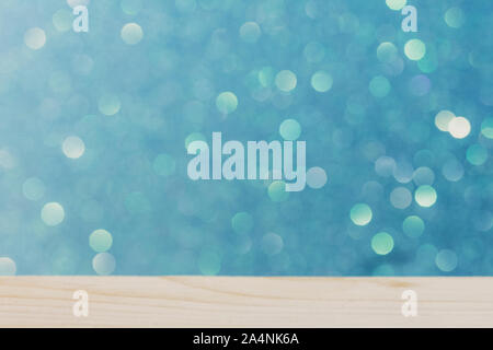 abstract blue background with copy space for your text, festive glitter bokeh background, elegant decoration for holiday and parti invitation Stock Photo