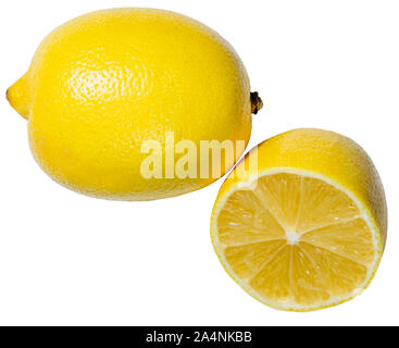 lemon isolated on white background, whole and half lemon isolated Stock Photo