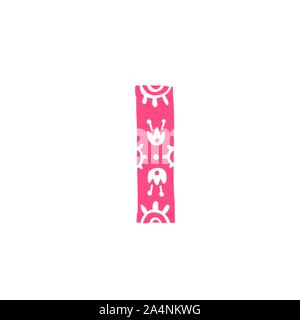 Letter I. Vector. Pink letter with ornament. Applique for clothes. Logo for the company. Stock Vector