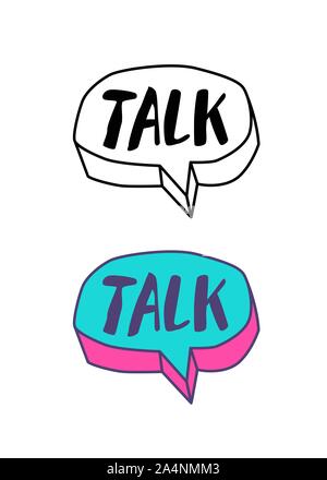 Cloud conversation word logo. Vector. Talk. Simple outline style with fill. Stock Vector