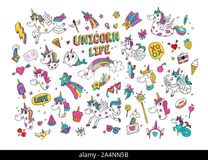 Mythical creatures characters colorful set with mermaid pegasus centaur ...