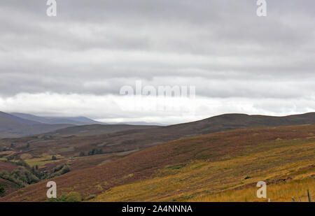 A highland landscape from the A939 Old Military Road near Bridge of Brown on the border between Highland and Moray, Scotland, United Kingdom, Europe. Stock Photo