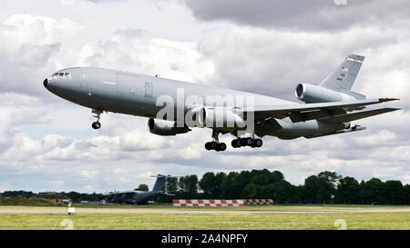 USAF KC-10A EXTENDER arriving at RAF Fairford for the Royal International Air Tattoo 2019 Stock Photo