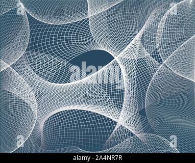 Abstract wireframe on a blue background with a dynamic wave. Big data. Vector illustration. - Vector Stock Vector