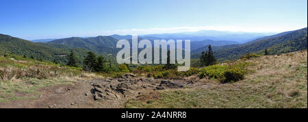Panoramic view from the top of Roan Mountain Tennessee, United States Stock Photo