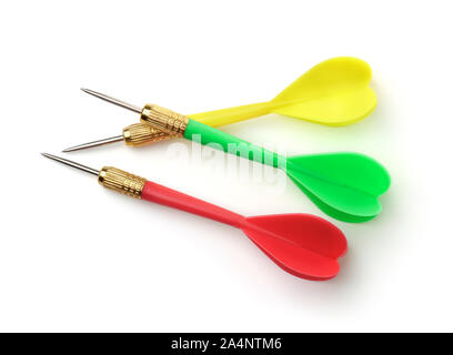 https://l450v.alamy.com/450v/2a4ntm6/top-view-of-color-plastic-darts-isolated-on-white-2a4ntm6.jpg