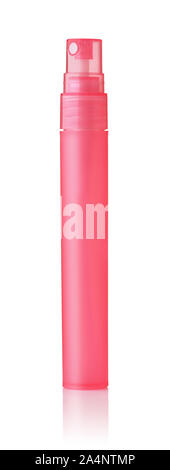 Red plastic spray perfume pen stick isolated on white Stock Photo