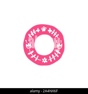 Letter O. Vector. Pink letter with ornament. Applique for clothes. Logo for the company. Stock Vector