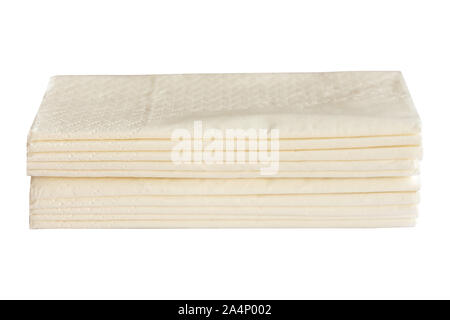 Stack of pocket napkins isolated on white background. Hygiene. Stock Photo
