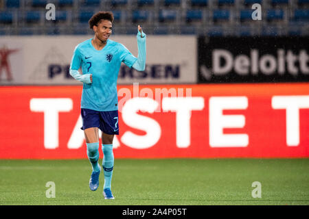 Calvin Stengs of, Netherlands. , . celebrates after 0-2 during the UEFA European Under-21 Qualifier football match between Norway and Netherlands on October 15, 2019 in Drammen. Photo: Marius Simensen/BILDBYRN/Cop 238 Credit: Pro Shots/Alamy Live News Stock Photo