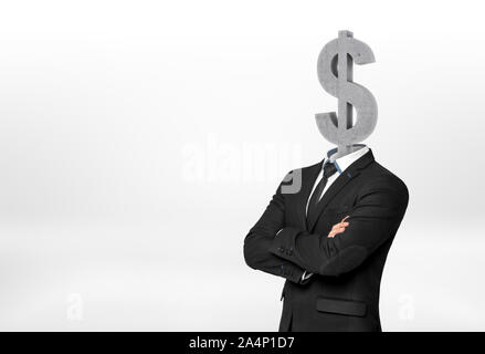 Businessman having dollar sign instead of his head Stock Photo