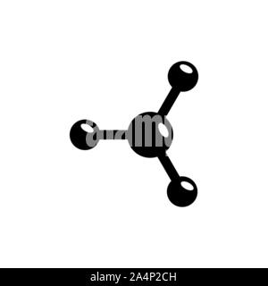 Molecule, Neuron, Atom, Chemistry. Flat Vector Icon illustration. Simple black symbol on white background. Molecule, Neuron, Atom, Chemistry sign desi Stock Vector