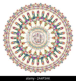 Traditional Hungarian round decorative element, vector. Stock Vector