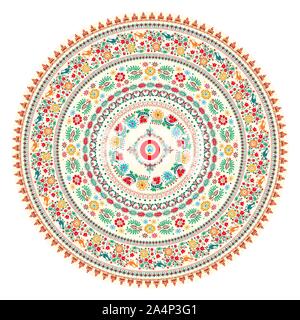 Traditional Hungarian round decorative element, vector. Stock Vector