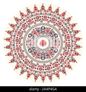 Traditional Hungarian round decorative element, vector. Stock Vector